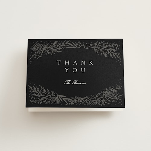 This is a midnight thank you cards with standard by Amy Kross called spread cedars printing on strathmore in standard