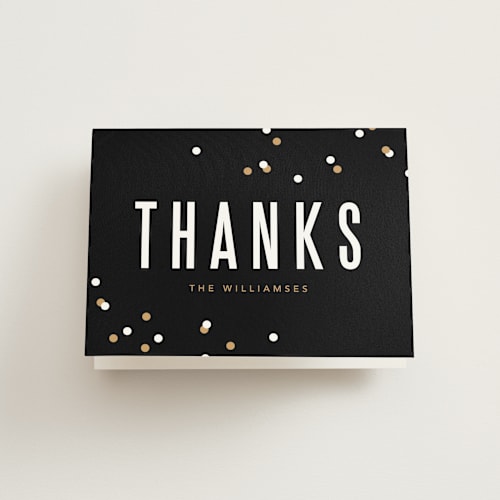 This is a onyx thank you cards with standard by Robert and Stella called statement printing on strathmore in standard