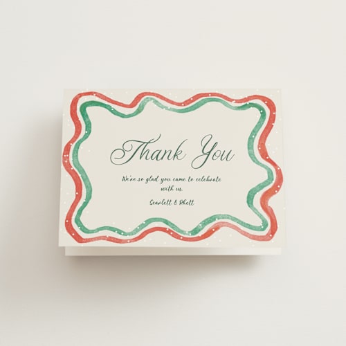 This is a stocking thank you cards with standard by Cass Loh called watercolor wavy edge printing on strathmore in standard