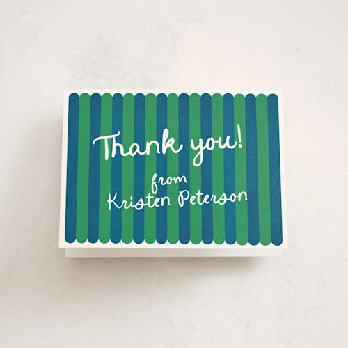 This is a varsity thank you cards with standard by Anna Elder called clubhouse prep printing on strathmore in standard