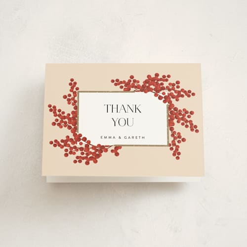 This is a blush thank you cards with standard by Iveta Angelova called berry party printing on strathmore in standard