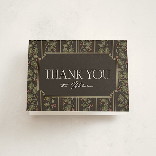 This is a pine thank you cards with standard by Robert and Stella called engraved frame printing on strathmore in standard