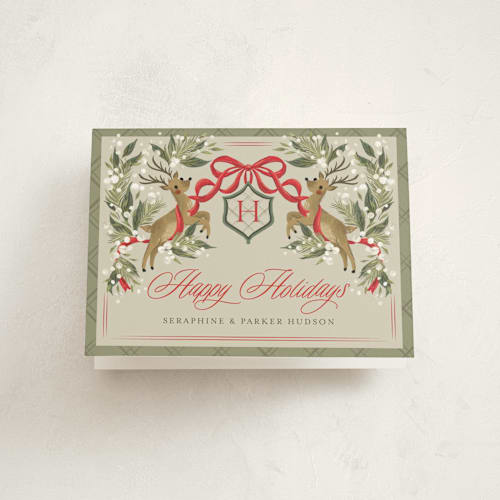 This is a latte thank you cards with standard by Jackie Crawford called reindeer crest printing on strathmore in standard