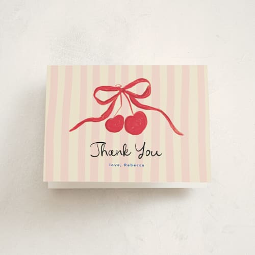 This is a cherry thank you cards with standard by Creo Study called mon cherie printing on strathmore in standard