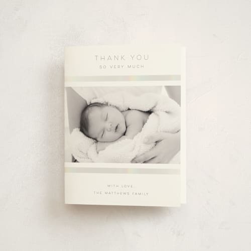 This is a cloud baby thank you cards with gloss press by Emily Sabol Goss called tiny flourish printing on strathmore in standard