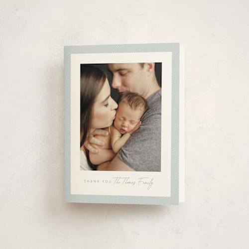 This is a sky baby thank you cards with standard by Lea Delaveris called corduroy printing on strathmore in standard