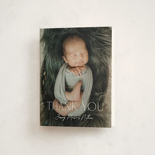 This is a snow baby thank you cards with standard by Yaling Hou Suzuki called focus printing on strathmore in standard