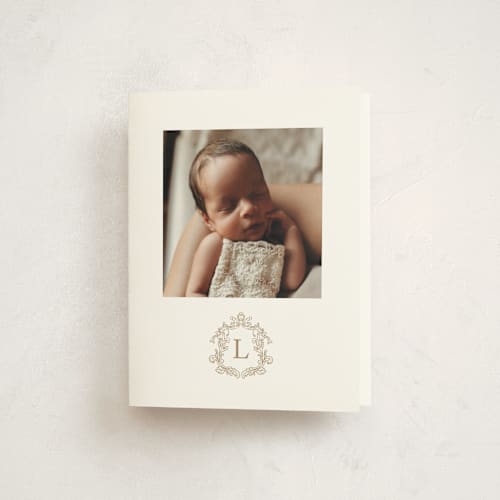 This is a fawn baby thank you cards with standard by mo kelley called crested printing on strathmore in standard