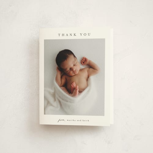This is a sugar baby thank you cards with standard by Chris Griffith called frame of happiness printing on strathmore in standard