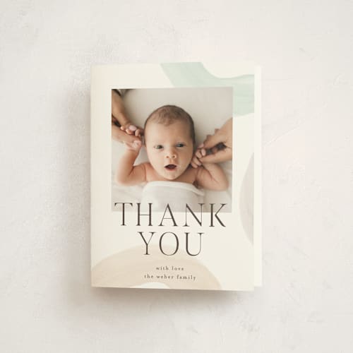 This is a wanderlust baby thank you cards with standard by Pixel and Hank called shapes and colors printing on strathmore in standard