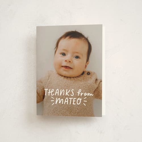 This is a cloud baby thank you cards with standard by Jackie Crawford called fun hello printing on strathmore in standard