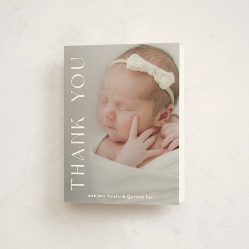 This is a cotton baby thank you cards with standard by Angela Thompson called close up printing on strathmore in standard