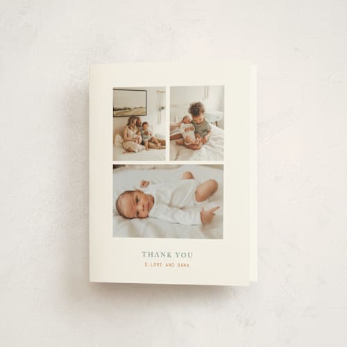 This is a shortcake baby thank you cards with standard by Bramble Studio called windows to our heart printing on strathmore in standard