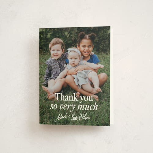 This is a cloud baby thank you cards with standard by Erin L. Wilson called together printing on strathmore in standard