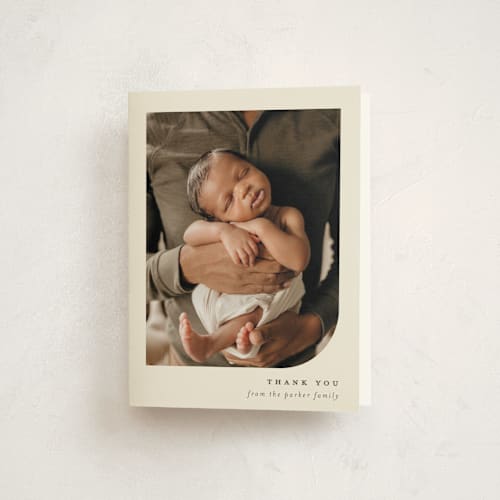 This is a almond baby thank you cards with standard by Brianne Larsen called simple photo printing on strathmore in standard
