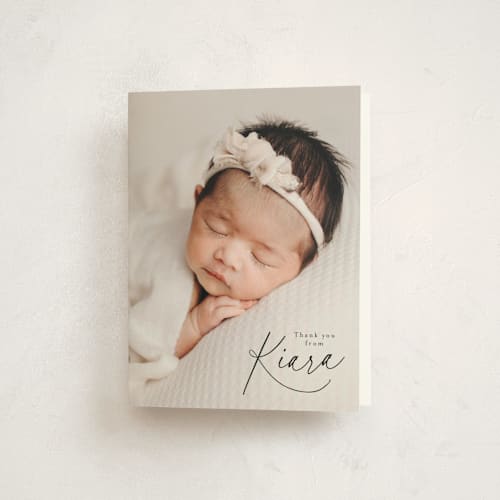 This is a midnight baby thank you cards with standard by Jackie Crawford called corner hello printing on strathmore in standard