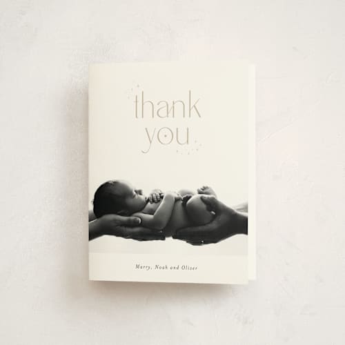 This is a stars baby thank you cards with standard by Orasie called grateful printing on strathmore in standard