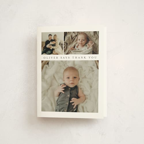 This is a cloud baby thank you cards with standard by Heather Schertzer called too cute printing on strathmore in standard