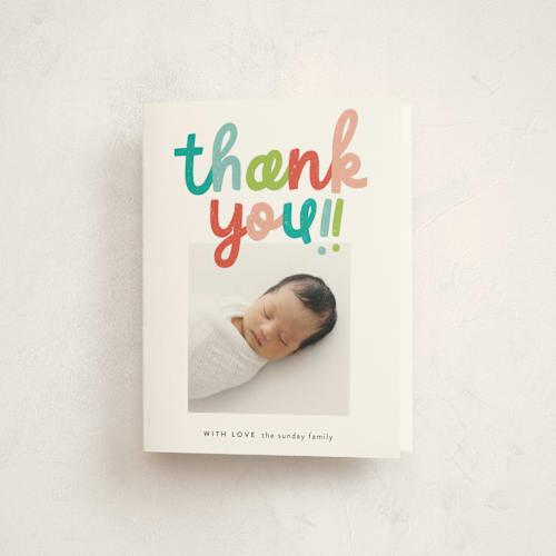 This is a dream baby thank you cards with standard by Stephanie Hawkes called hello doodle printing on strathmore in standard