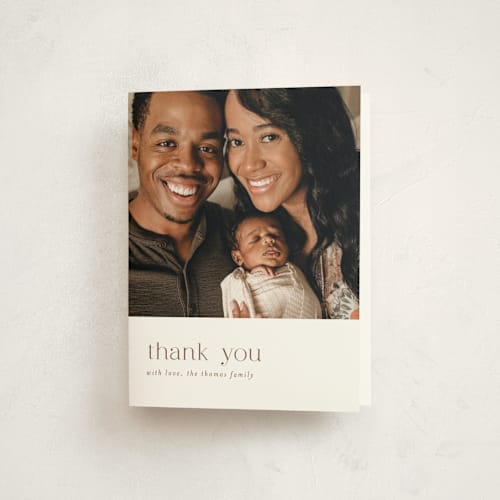 This is a cocoa baby thank you cards with standard by chocomocacino called concha printing on strathmore in standard