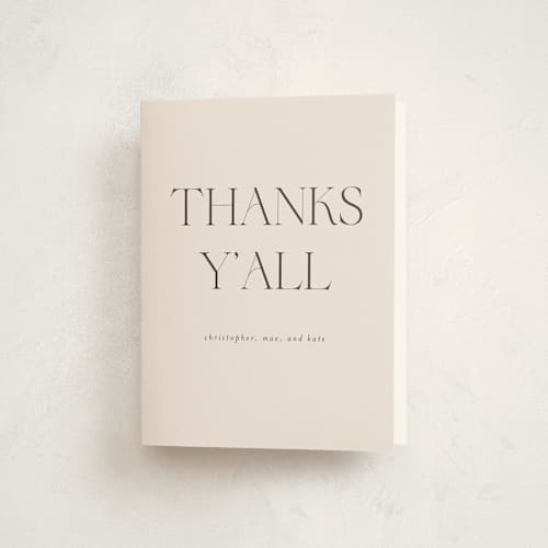This is a sand baby thank you cards with standard by Morgan Kendall called southern babe printing on strathmore in standard