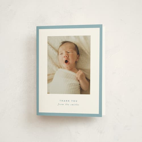 This is a sky baby thank you cards with standard by JoAnn Jinks called square printing on strathmore in standard