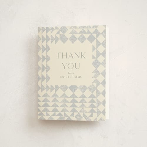 This is a bluebell baby thank you cards with standard by Julie Murray called patchwork printing on strathmore in standard
