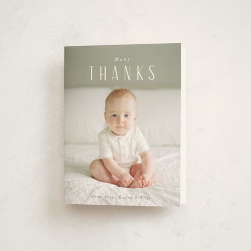 This is a whipped cream baby thank you cards with standard by Jennifer Wick called in name only printing on strathmore in standard