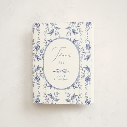 This is a bluebird baby thank you cards with standard by Susan Zinader called daisy toile printing on strathmore in standard