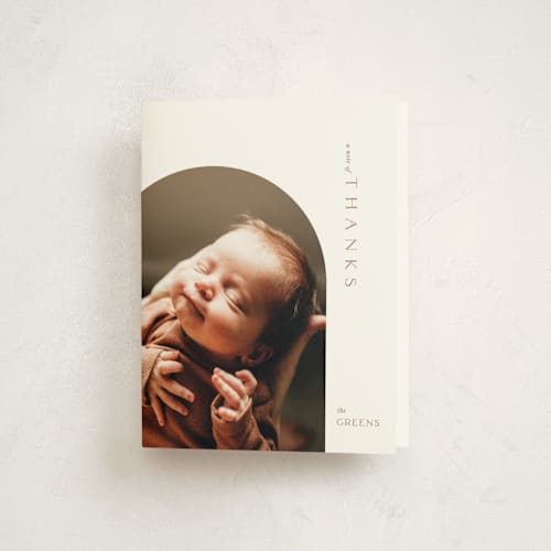 This is a cotton baby thank you cards with standard by Robin Ott called modern inset printing on strathmore in standard