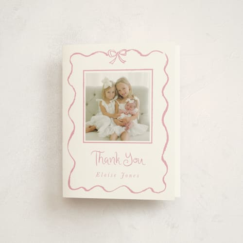 This is a rose baby thank you cards with standard by Cass Loh called quirky fun printing on strathmore in standard