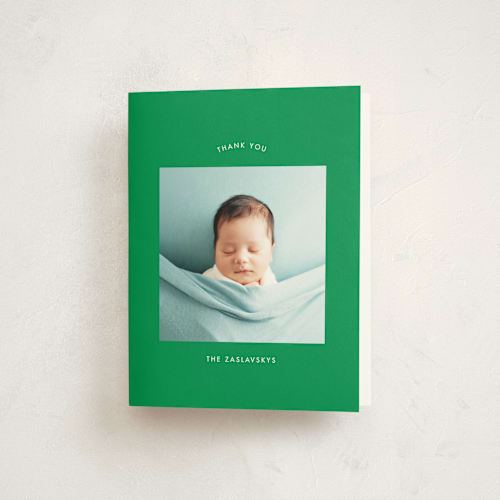 This is a grass baby thank you cards with standard by Phrosné Barwood called my child printing on strathmore in standard