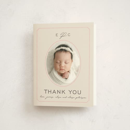 This is a petal baby thank you cards with standard by Melissa Egan of Pistols called prim printing on strathmore in standard