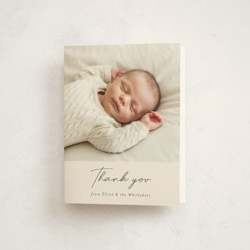 This is a bamboo baby thank you cards with standard by Corinne Malesic called siblings printing on strathmore in standard