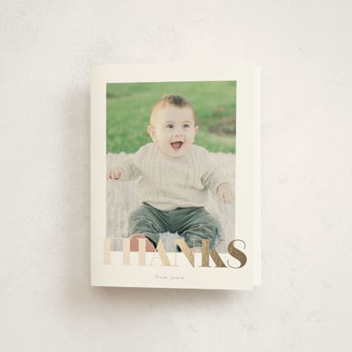 This is a goldenrod thank you cards with foil pressed by Phrosné Barwood called i am one printing on strathmore in standard