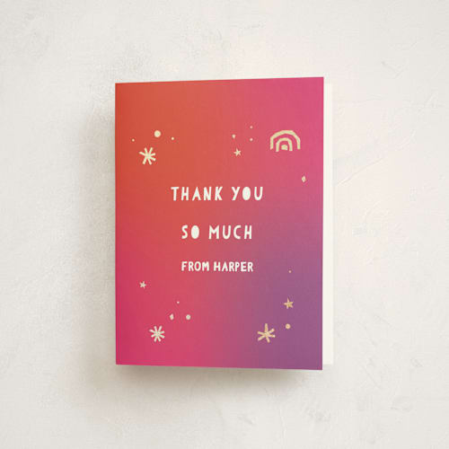 This is a fruit punch thank you cards with foil pressed by Rebecca Durflinger called bright sparkle printing on strathmore in standard