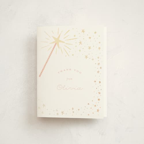 This is a cotton candy thank you cards with foil pressed by Jackie Crawford called magical wand printing on strathmore in standard