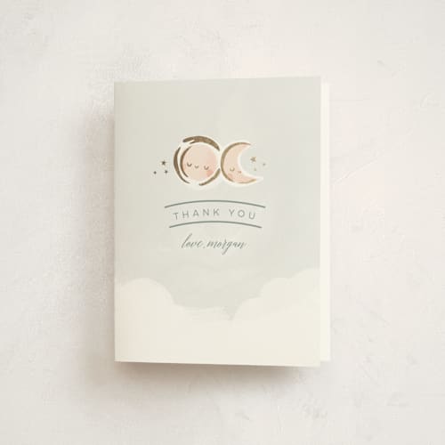 This is a sky thank you cards with foil pressed by Lori Wemple called birthday stars printing on strathmore in standard