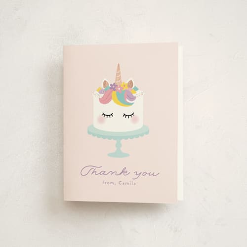 This is a strawberry thank you cards with foil pressed by Annie Holmquist called sweet unicorn printing on strathmore in standard