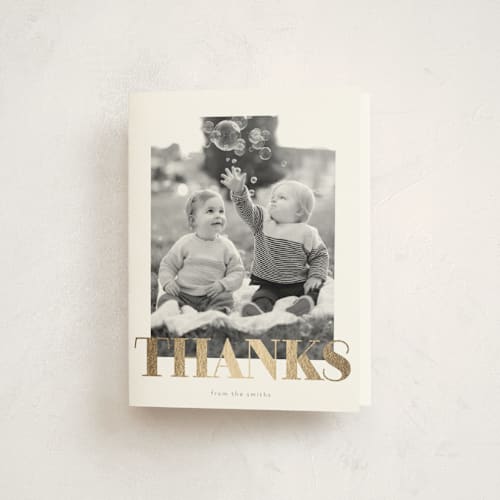 This is a cloud thank you cards with foil pressed by Phrosné Barwood called we are one printing on strathmore in standard