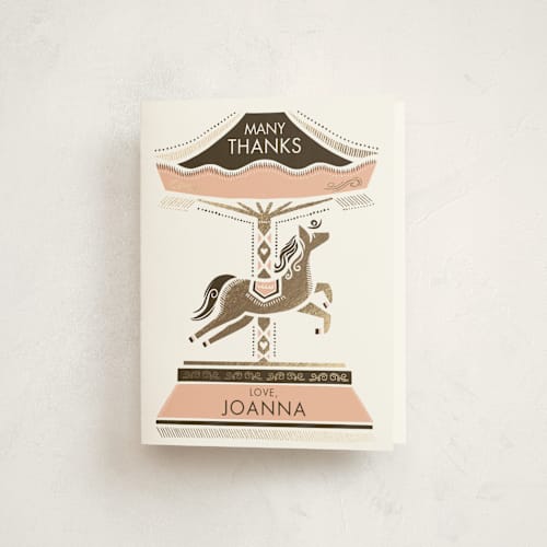 This is a creamsicle thank you cards with foil pressed by Vivian Yiwing called carousel printing on strathmore in standard