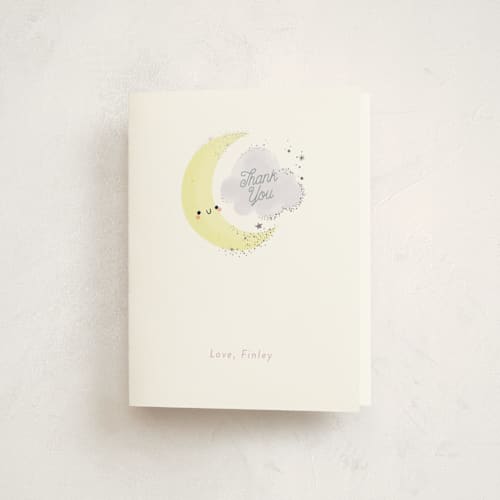 This is a lavender thank you cards with foil pressed by Itsy Belle Studio called over the moon printing on strathmore in standard