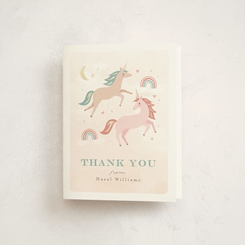This is a desert thank you cards with foil pressed by Karidy Walker called magical unicorns printing on strathmore in standard