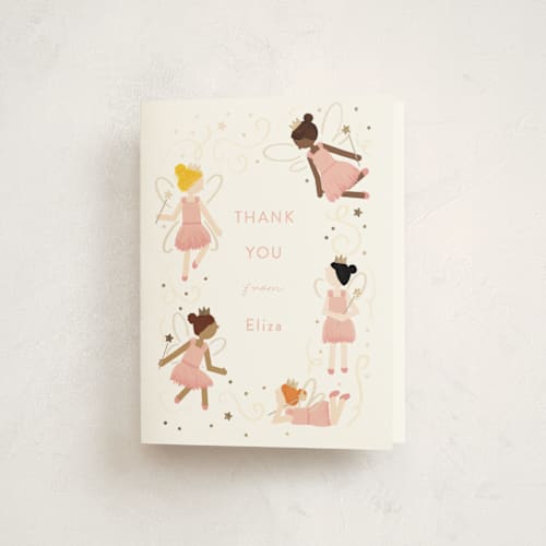 This is a cotton candy thank you cards with foil pressed by JeAnna Casper called fairyland printing on strathmore in standard