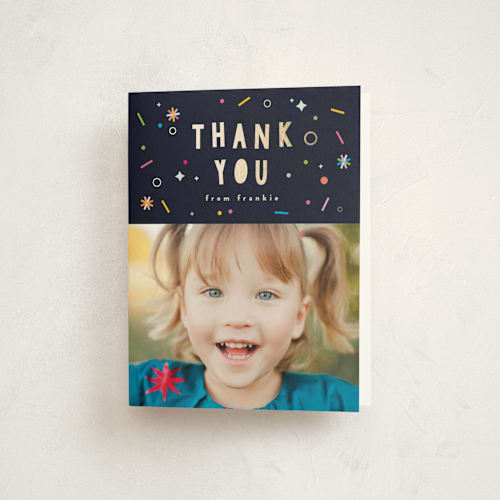 This is a deep sea thank you cards with foil pressed by Anastasia Makarova called animal masquerade printing on strathmore in standard