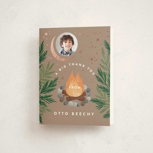 This is a bark thank you cards with foil pressed by Alethea and Ruth called bonfire printing on strathmore in standard