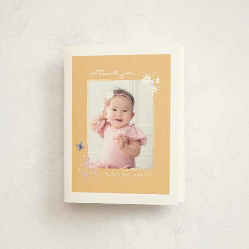 This is a sunshine thank you cards with foil pressed by Hudson meet Rose called garden printing on strathmore in standard
