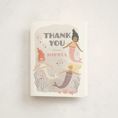 This is a stone thank you cards with foil pressed by Karidy Walker called lets be mermaid printing on strathmore in standard