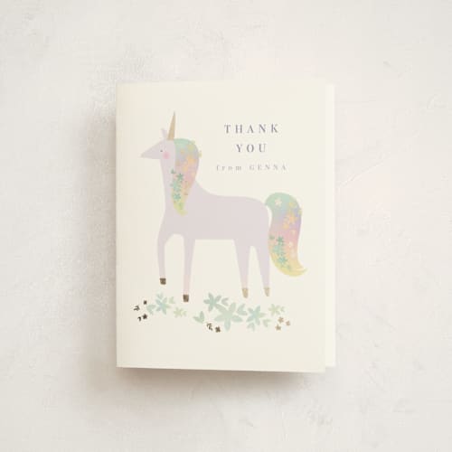 This is a plum thank you cards with foil pressed by Lori Wemple called magical printing on strathmore in standard