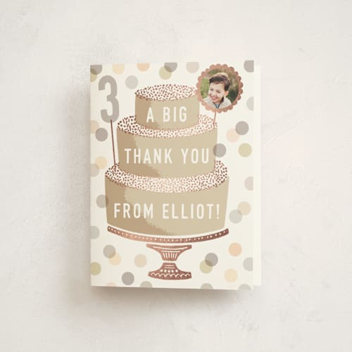 This is a stone thank you cards with foil pressed by Alethea and Ruth called foil cake printing on strathmore in standard
